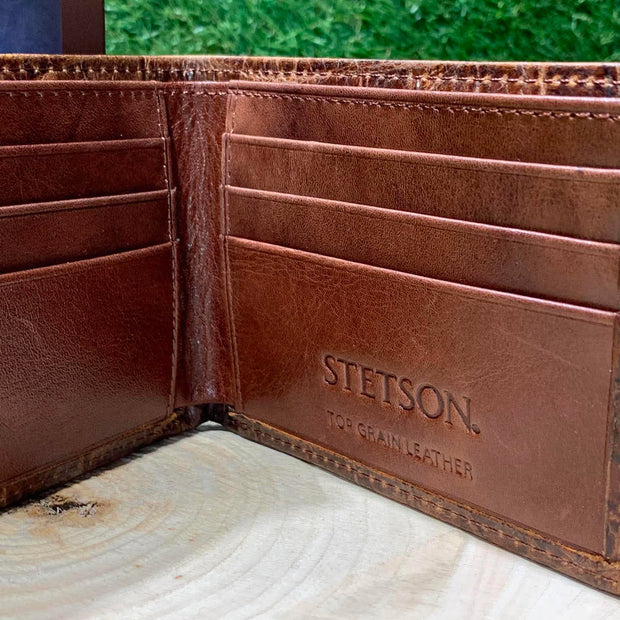Portefeuille homme | Cuire croco cognac | Stetson