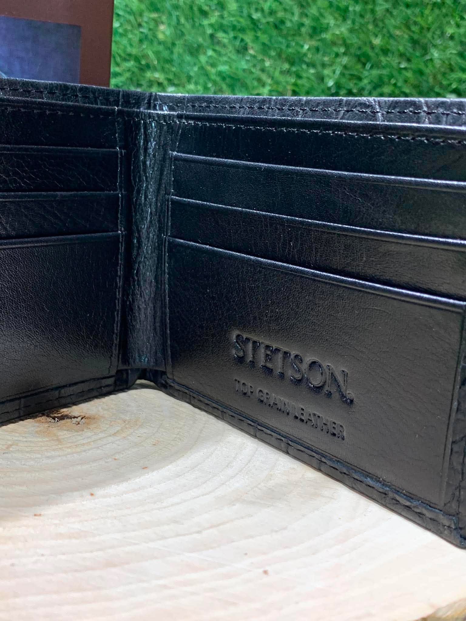 Portefeuille homme | Cuire croco noir | Stetson
