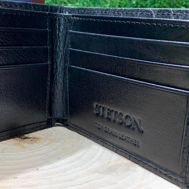 Portefeuille homme | Cuire croco noir | Stetson