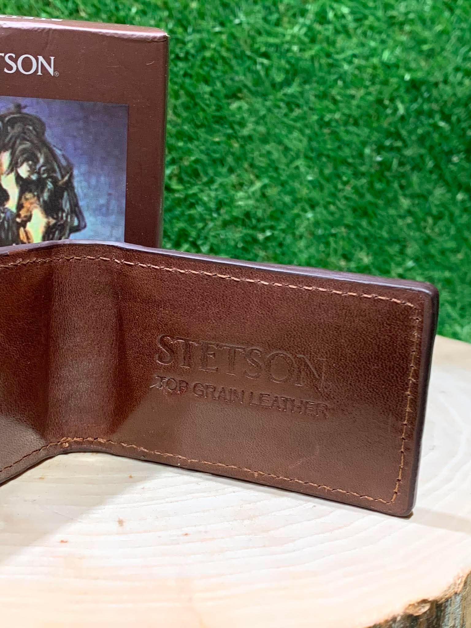 Mini portefeuille homme | Cuire croco brun | Stetson