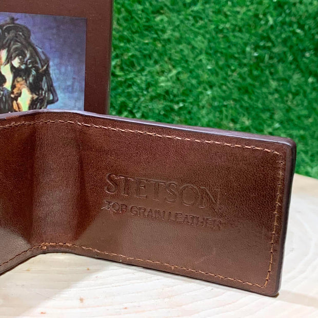 Mini portefeuille homme | Cuire croco brun | Stetson