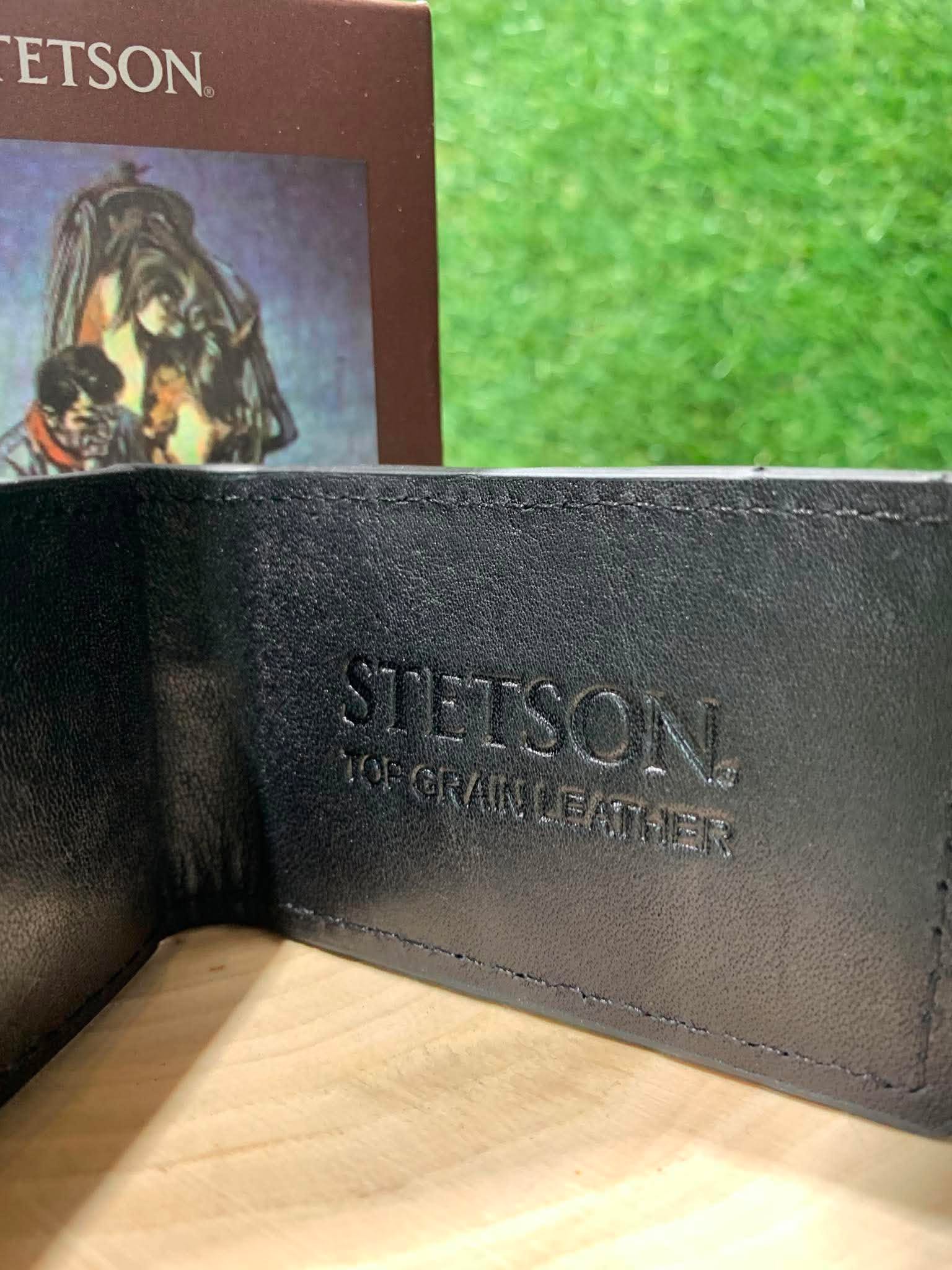 Mini portefeuille homme | Cuire croco noir | Stetson
