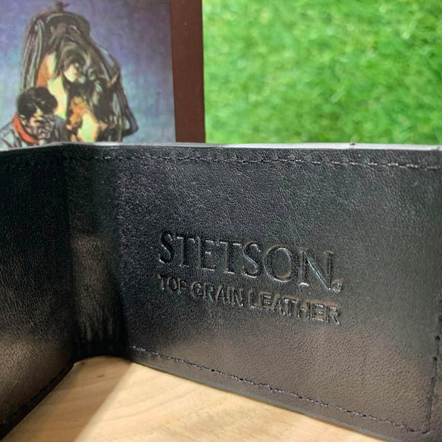 Mini portefeuille homme | Cuire croco noir | Stetson