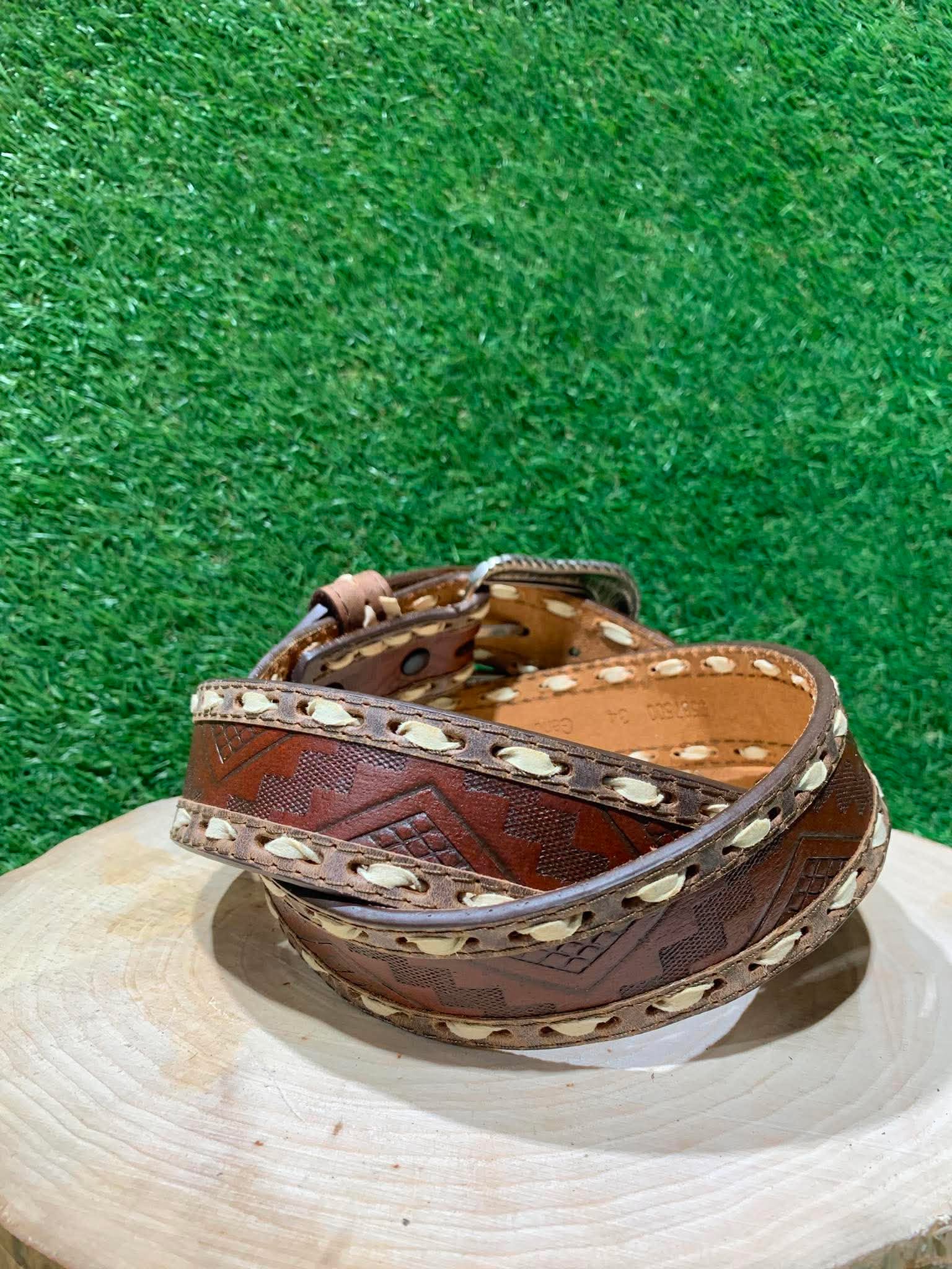 Ceinture Homme | Marron avec détails cordés | WesternOufiters