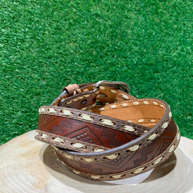 Ceinture Homme | Marron avec détails cordés | WesternOufiters